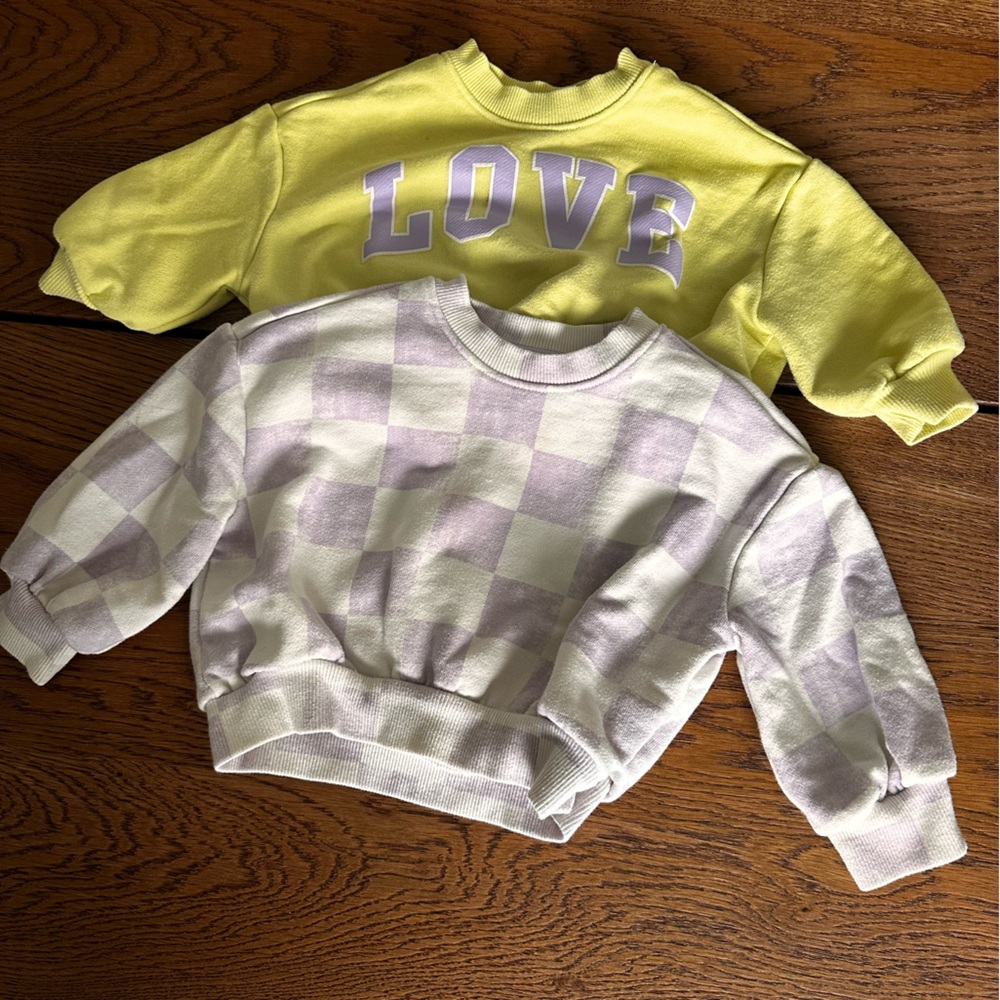 Kids Checkered and Love Print Sweatshirts
